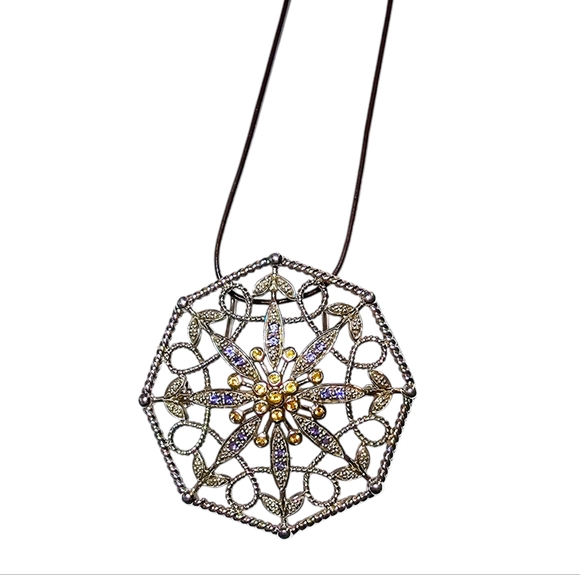 Vintage Edwardian pendant / brooch with gemstones in Sterling Silver - Picture 1 of 16